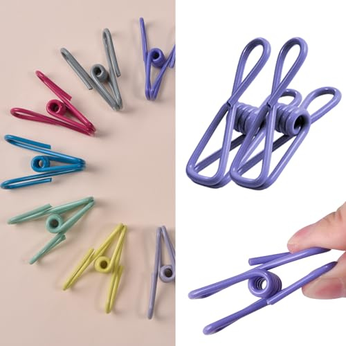 10 Pieces Colorful Metal Clip with PVC Coating Windproof Clothespin Metal Clips Holders for Office Clothes Baby Diaper Metal Peg Clips Pins Hanging Clips Hooks