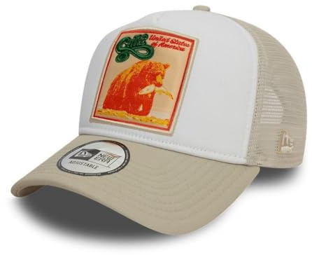 New Era Cap Kalifornien Patch Bear Trucker Kappe verstellbar Snapback Mesh Vereinigte Staaten A-Frame weiß beige - One-Size