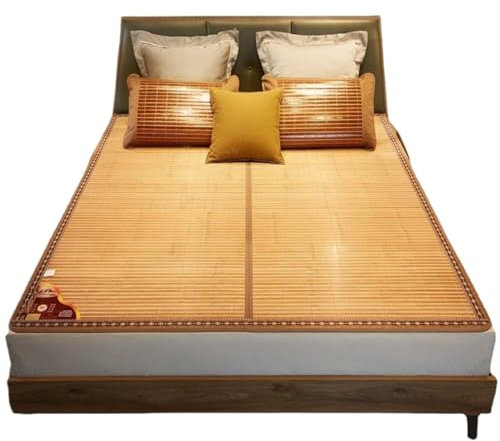 AMYSTY Sommer-Schlafmatte Sommer-Kühl-Isomatte Sommer-Isomatte Aus Bambus, Kühlende Schlafmatten, Klapppolster Für Den Wohnheimbereich Bambusmatten-Bett Sommerschlafmatte(1.5 * 1.95m)