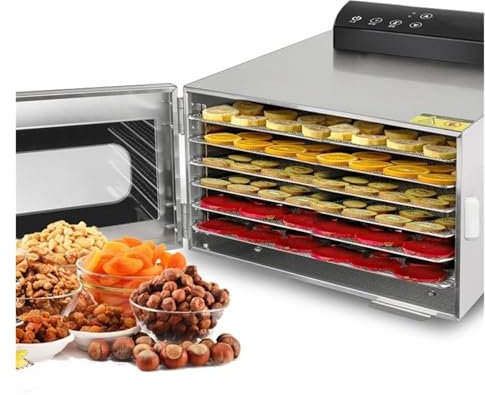 Máquina Deshidratadora De Alimentos, Deshidratadora De Alimentos De 6 Bandejas, Secadora De Deshidratación De Bocadillos De Acero Inoxidable, Máquina Secadora De Frutas, Verduras, Hierbas Y Carne