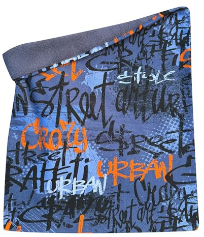 Wollhuhn Long Loop MAXI WINTER 20240201 - Scaldacollo invernale per bambini, extra lungo, per ragazzi/ragazze, con molti motivi (LL, fodera in pile), Pattinatori arancioni, Taglia unica