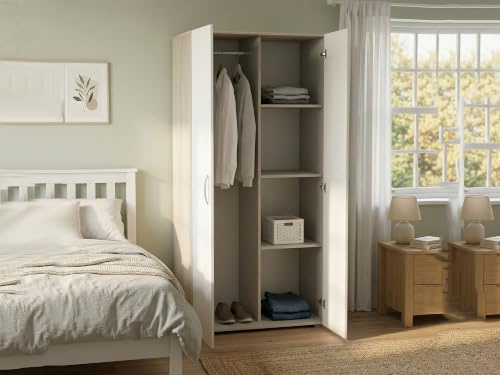 Dmora - Guardaroba 2 Ante Seine, Mobile Camera da Letto, Cabina Armadio portabiti, Armadio Appendiabiti, 79x52 h166 cm, Rovere e Bianco Opaco