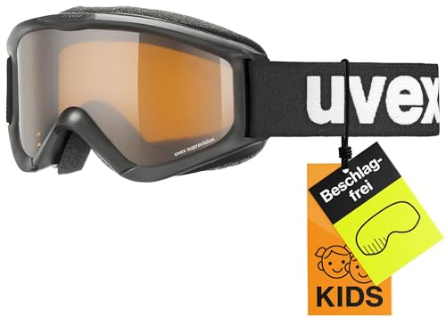 Uvex speedy pro - maschera da sci per bambini - categoria di filtro 2 - privo di appannamenti - black sl/lasergold - one size
