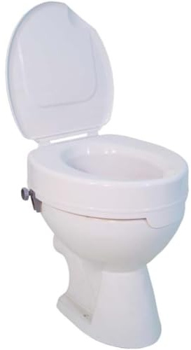 TICCO 2G - Rialzo per WC con coperchio, 10 cm, per anziani, sedile WC rialzato, 10 cm, copriwater per anziani, rialzo per WC per adulti