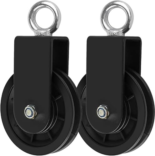 Lot de 2 poulies avec support en U, poulie de fitness, poulie de câble de fitness, câble à 360 °, pour accessoires de balançoire