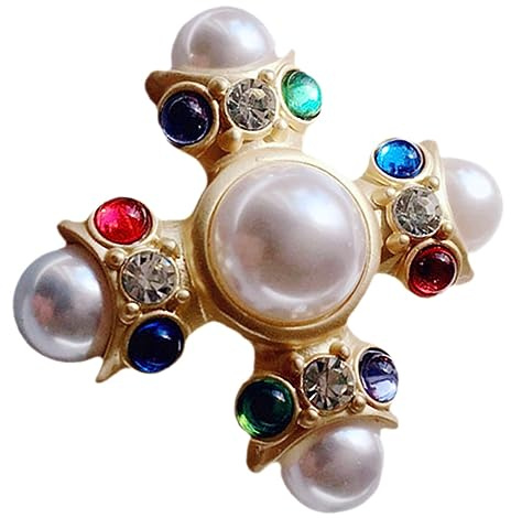 BESTYASH Retro Damen Brosche Kreuz aus Legierung mit Perlen Leichte Klassische Anstecknadel für Alltag und Cocktailparty Modisches Highlight für Frauen