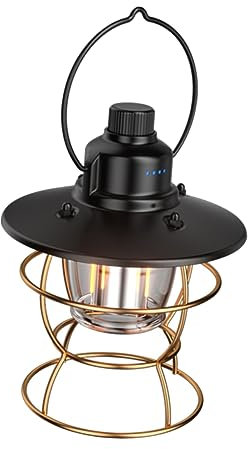 Linterna de camping, luz colgante plegable portátil esencial for el hogar, linterna de camping al aire libre, estilo vintage, luz de camping recargable, linterna LED recargable, compacta y fácil de tr