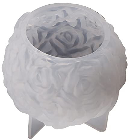 Grande stampo per candela in silicone per forma a sfera di rosa floreale a forma di candela a forma di cera fatta a mano in resina di gesso sapone