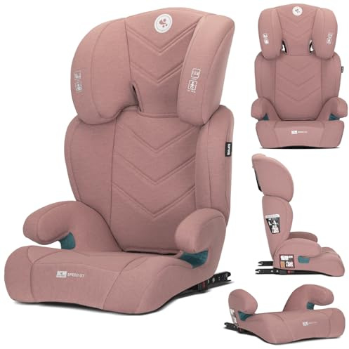 Lorelli Auto Kindersitz GT Speed mit Isofix, i-Size 100-150 cm, Mitwachsender Autositz für Kinder, Babysitz, Autokindersitz, Verstellbare Kopfstütze, Rosa