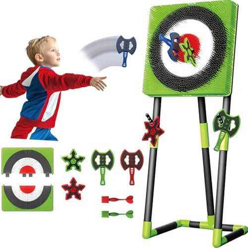 Throwing Game Set with Axes and Darts for Indoor and Outdoor Fun, Backyard and Lawn Entertainment