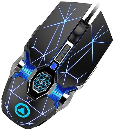 Veemoon Souris Gaming Filaire Ergonomique avec LED RGB Capteur Précis Et Design Confortable Souris Ordinateur Cablée Adaptée pour Jeux sur Ordinateur