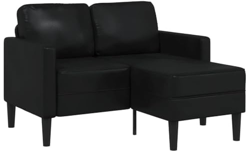 QZZCED 2-Sitzer-Sofa mit Chaiselongue L-Form Schwarz Schlafzimmersofas Wohnzimmersofas für Wohnzimmer 125 cm Kunstleder