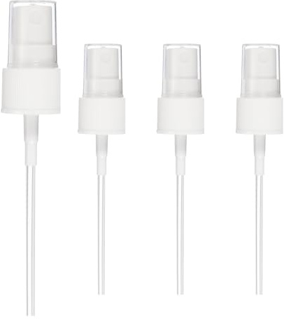 YELARXI Fine Mist Spray Top, Spray Bottle Top Nozzle Sprayer Reusable Replacement for 20 Caliber Bottles Pump - Fitting For(Essential Oil Bottles/Perfumes/Cleaning Solution) 4 Pcs & White