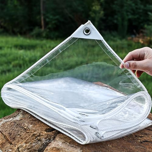 2x3m Bâche imperméable Transparente avec Oeillets,650g/m² Bache de Protection Extérieur Résistante aux Intempéries Anti-déchirure, Espacement des Trous 30cm,pour Balcon,Plantes,Serre