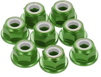 QUARKZMAN 8 Stk Sicherungsmutter M4 Steigung 0.7mm Aluminiumlegierung Grün | Flansch Sechskantmutter Nylon Sicherung Verzahnt, Für RC Drohne Quadrocopter Motor Prop Adapter FPV Teile