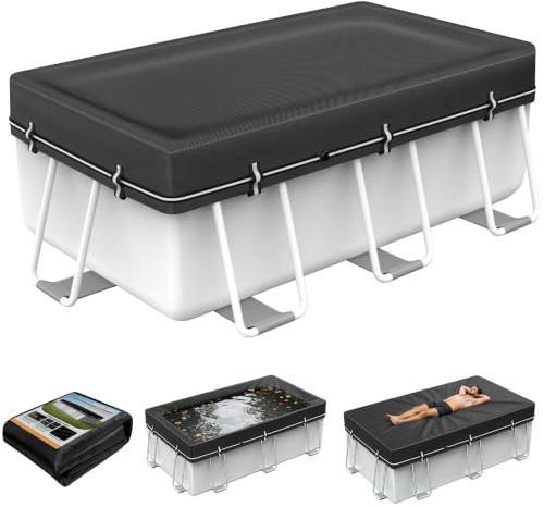 8x14Ft Rectangular Pool Cover, Swimming Pool Cover for Above Ground Pool, Solar Cover Including Full-Circle Windproof Buckle, Winter Cover Ideal for Waterproof and Dustproof