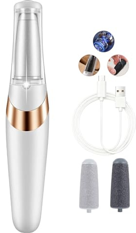 Electric Foot File - Foot Scrubber for Feet, Professional Pedicure Tools Set for Dry Dead Skin Cracked Heels Calluses - White