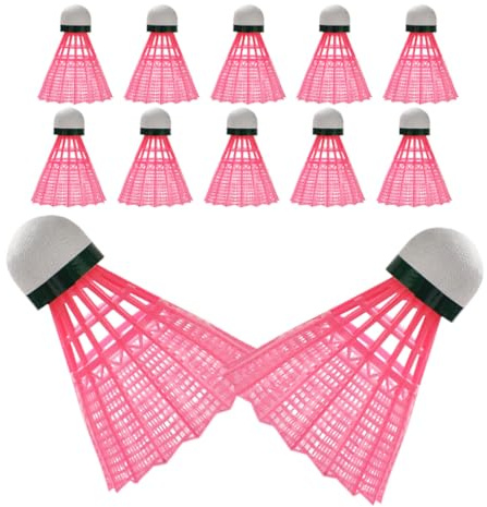 JOINPAYA Lot de 12 Volants de Badminton en Plastique Rose Volants d'Extérieur Résistants au Vent pour Entraînement Scolaire et Compétition Équipement Sportif Haute Visibilité pour