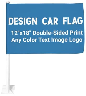 Individuelle Autofahnen, Fensterflagge, doppelseitiger Druck (ohne Fahnenmast) | 30,5 x 45,7 cm, personalisierbar, jede Farbe, Text, Logo, gestalten Sie Ihre eigenen Fahrzeuge
