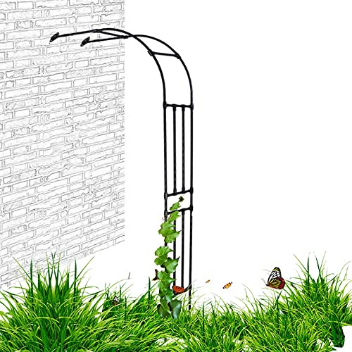 Halber Rosenbogen aus Metall für Garten, verzinkter Gartenbogen als Rankhilfe für Kletterpflanzen, Stabiler Torbogen Halbbogen wetterfest, Höhe 240 cm, Schwarz(Schwarz,W220XH240CM)
