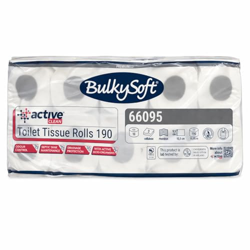 Paluplus 120 Rotoli di Carta Igienica ACTIVE, carta in Pura Cellulosa a 2 Veli di colore Bianco, Rotolo da 190 Strappi con lunghezza 19,95 mt, Carta Goffratura a Rombo 10 CF x 12 Pezzi -66095M -8,1