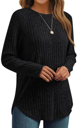 LILLUSORY Oversized Jumpers for Women UK Long Sleeve Tunic Tops | Fall Autumn Sweaters, Ladies Basic Outfits, Dressy Casual T Shirts, Fashion Capsule Wardrobe Clothing