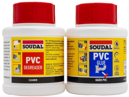 Soudal PVC Degreaser & Solvent Weld Kit for Waste & Soil Pipe (2 x 250ml)
