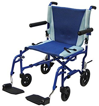 Drive Medical TS19 Aluminum Transport Chair with Removable Flip-Back Arms, Blue