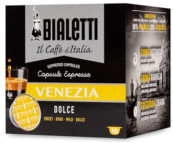 BIALETTI – Café Venezia - 16 Capsules Mokespresso « I Caffè d’Italia » - Arôme Epices et Vanille - Naturellement Sucré - Café Doux