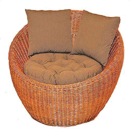 Rattan Schalensessel Gentong, Rattansessel inkl. hochwertigen Polster, dichtgeflochten, D 95 cm, Fb. Brown wash