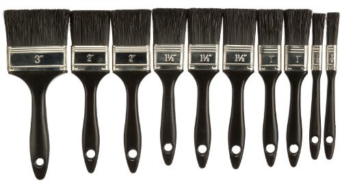 Coral 31102 Task Partner Paint Brushes with Synthetic Paintbrush Heads Disposable 10 piece pack set, Yellow