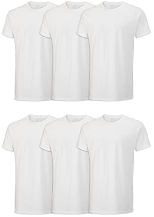 Fruit of the Loom Men's Stay Tucked Crew T-Shirt - X-Large - White (Pack of 6)