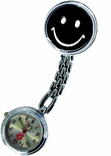 Tiga-Med Schwesternuhren - 09-5088 3er Set - Kitteluhr Smiley schwarz- mit Clip