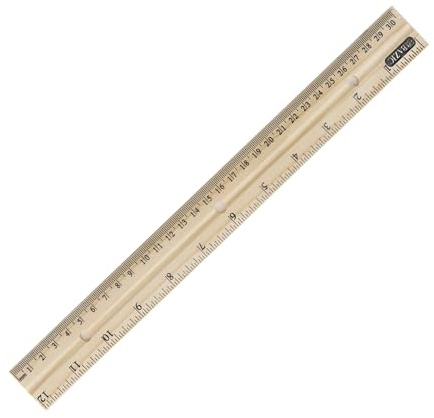BAZIC Products Wooden Ruler – Single Metal Edge Drafting Ruler for Measuring, Drawing & Crafting, Wooden Straight Edge Ruler for School & Office, 12 Inch, 1-Pack