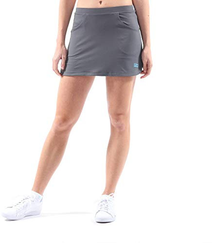 Sportkind Mädchen & Damen Classic Tennis, Hockey, Golf Skort, Rock mit Taschen & Innenhose, atmungsaktiv, UV-Schutz, grau, Gr. 116