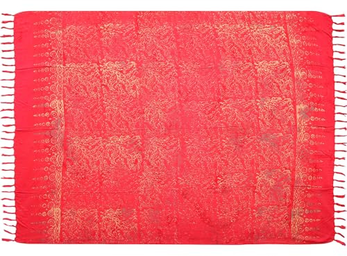Wogeka Sarong – Blickdichtes luftiges Strandtuch in Rot für Damen & Herren als Pareo Wickelrock Cover Up Strandkleid Wrap für den Strand 78
