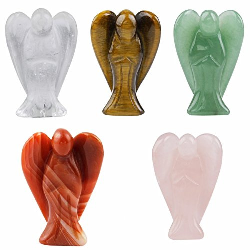 Shanxing Kristall Engel Figur Mini Schutzengel Edelstein Ornamente Dekoration Statuen Glücksbringer 1.5 Zoll,5 Stück