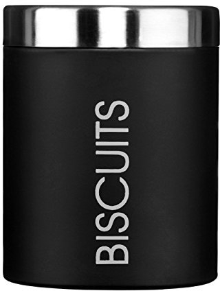 Kabalo Black Kitchen Large Airtight Biscuit Barrel Jar, Cookie And Food Storage Canister/Tin