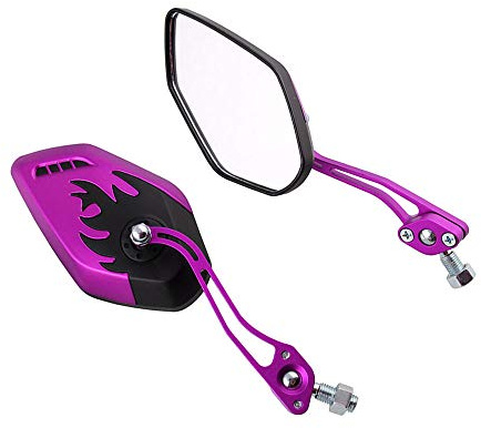Mintice 2 Pièces Violet Universel Rétroviseur Latéral de Moto Miroir Scooter Rétroviseurs Latéraux Rotation Réglable Extrémité du Guidon Sport