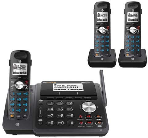 AT&T TL88102BK DECT 6.0 2-Line Expandable Cordless Phone with Answering System and Dual Caller ID/Call Waiting, 2 Handsets, Black