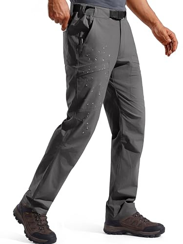 FREE SOLDIER Men's Outdoor Cargo Hiking Pants with Belt Lightweight Waterproof Quick Dry Tactical Pants Nylon Spandex (Gray 36W/30L)