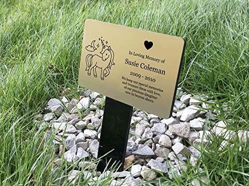 OriginDesigned Personalised Children's Memorial Plaque Stake - Waterproof Grave Marker For Outdoor Use. (Choose from a variety of plaque colours and illustrations, or add your own photo)