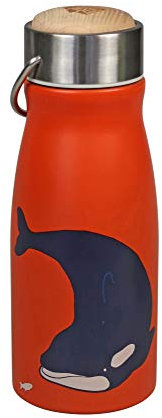 THE ZOO Trinkflasche Edelstahl Ocean mit Wal Motiv in Orange