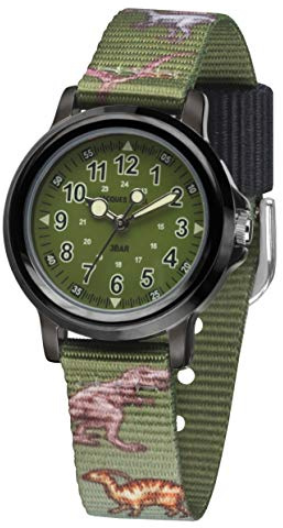 Jacques FAREL KSB 989 - Orologio da polso per ragazzi, al quarzo, analogico, cinturino in tessuto, colore verde oliva e nero
