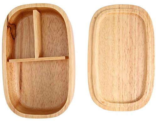 Fdit Fiambrera portátil japonesa Bento Box Style Contenedor de comida de madera Accesorio de comedor de cocina Contenedor de almuerzo a prueba de fugas