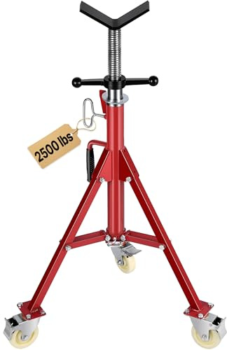 VEVOR Rörhållare Rörkapacitet 0,32-30,48 cm Vikbart rörstöd Huvud V Höjd 71-131 cm Lastkapacitet 400 kg Hög rörhållare för gängning Slitsad hålskärning