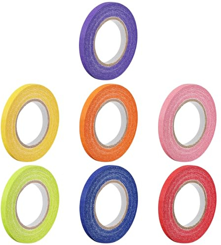 sourcing map Lot de 7 rouleaux de ruban de masquage pour peintre - 5 mm x 20 m - 7 couleurs