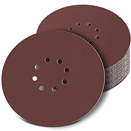 225mm Sanding Discs 80/120 Grit Sander Disc, 30Pcs 9 Inch 8 Holes Sandpaper Sheet Hook and Loop Discs Sanding Pads for Long Neck Sander Drywall Sander