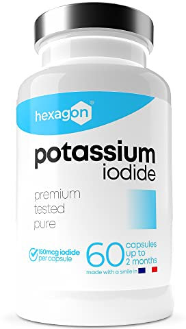 Iodio 150mcg - Ioduro di potassio - +2 Mesi di Cura, 100% delle RA - Funzione Nervosa e Cognitiva - 60 Capsule - Vegan e Premium - Made in France - Hexagon