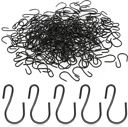 KINBOM 120pcs 1 Inch Mini S Hooks for Hanging, S Shaped Hooks Small S Hooks Metal Mini Ornament Hooks for Crafts Jewelry Hanging Pot Plants (Black), A28030